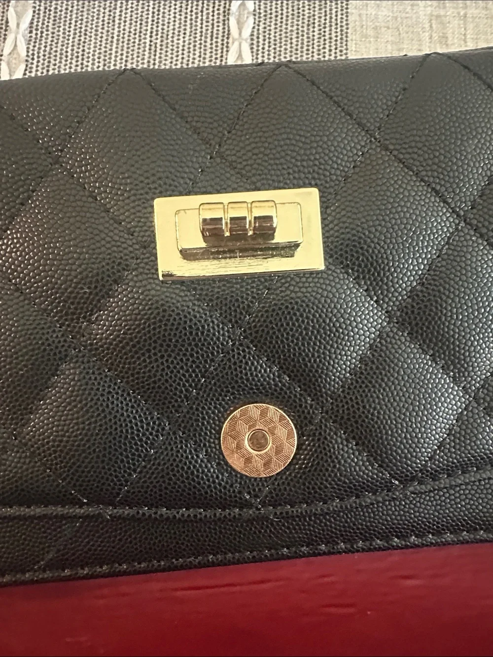 Black Quilted Faux Leather Chain-Handle Shoulder Bag